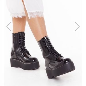 Nasty Gal black platinum platform combat boots